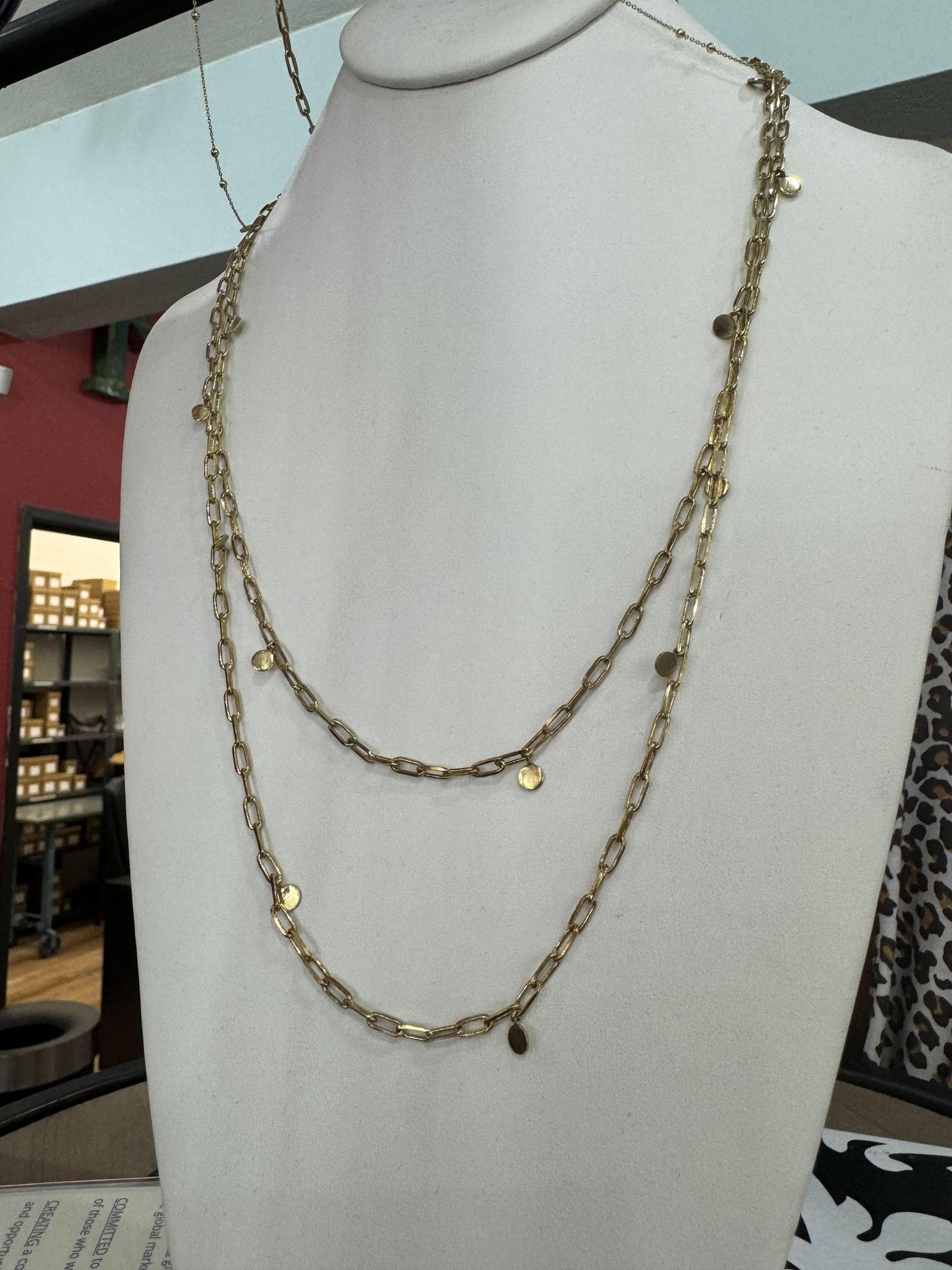 Brass Disc Wrap Necklace