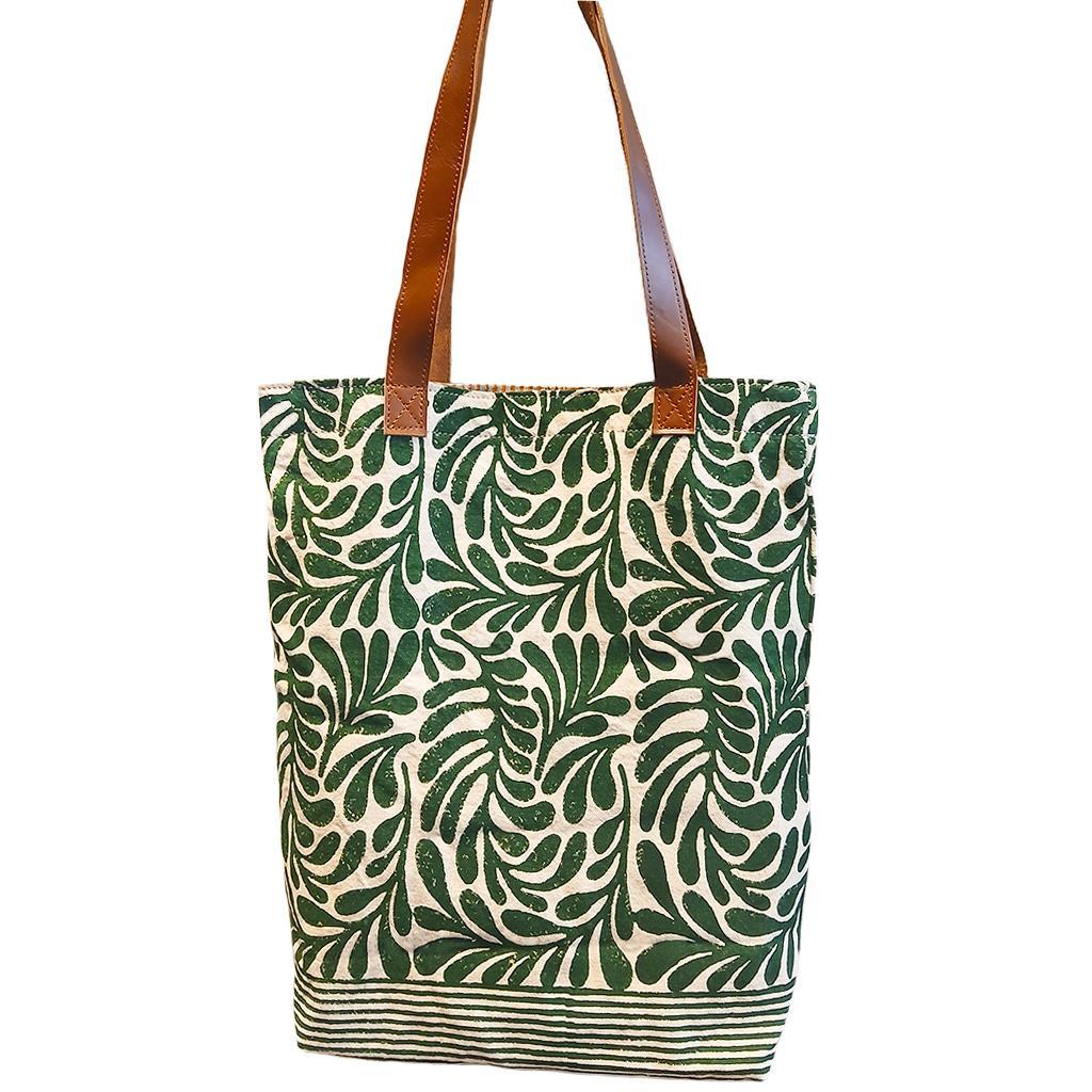 Sunder Tote Bag - Green Leaves