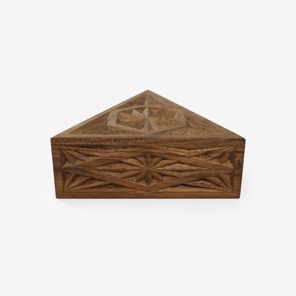 Carved Triangular Box - 8x8x8in