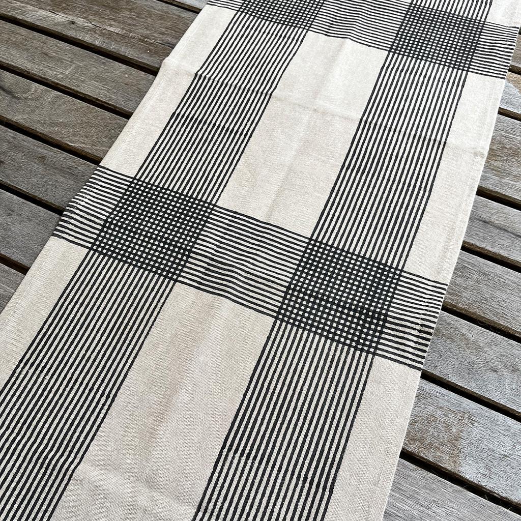 Black Block Print Table Runner