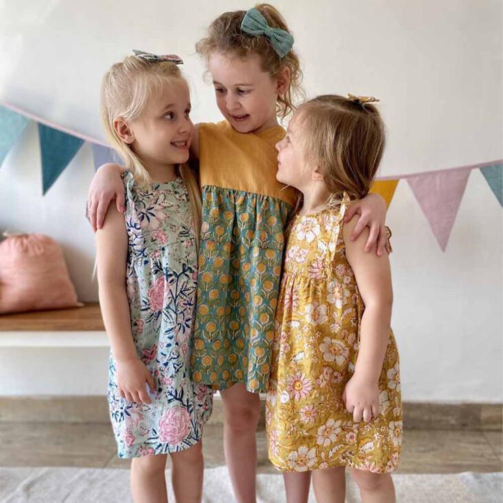 Block Print Toddler Ruffle Dress