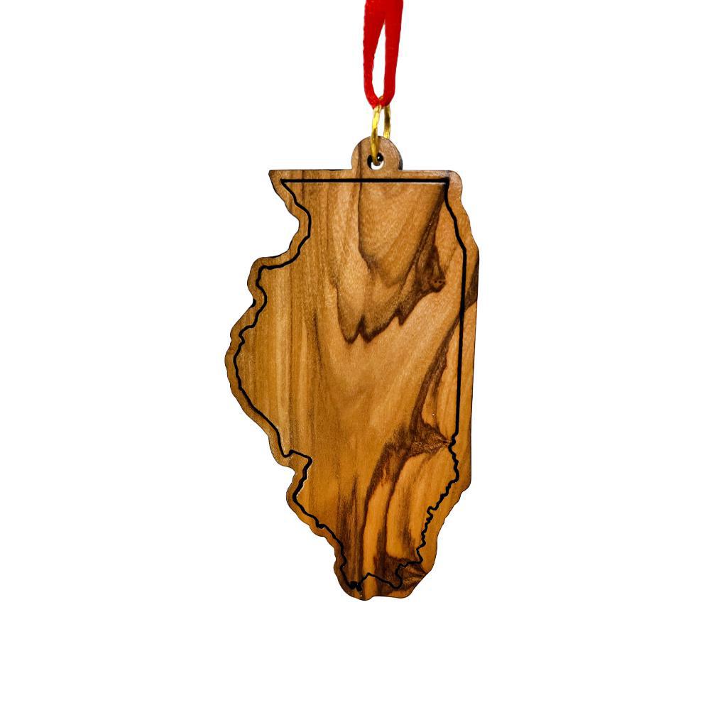Olive Wood State Ornament