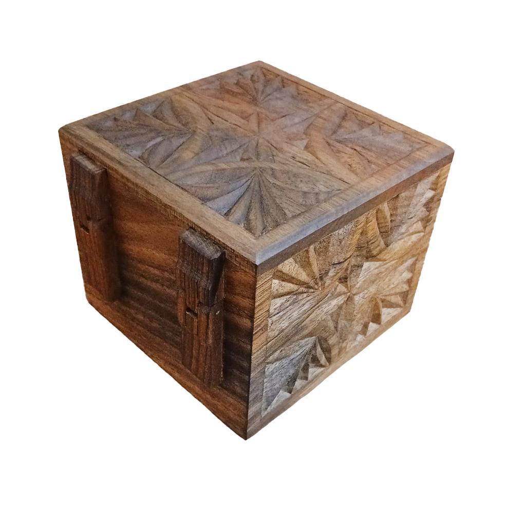 Carved Hinged Box 5 in x 5 in