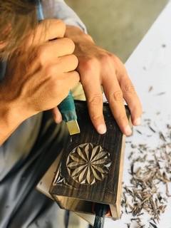 Carved Square Box - 4 in x 4 in