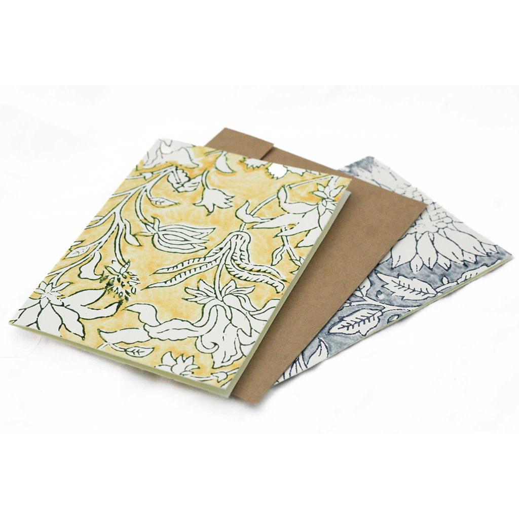 Block Print Floral Card Set