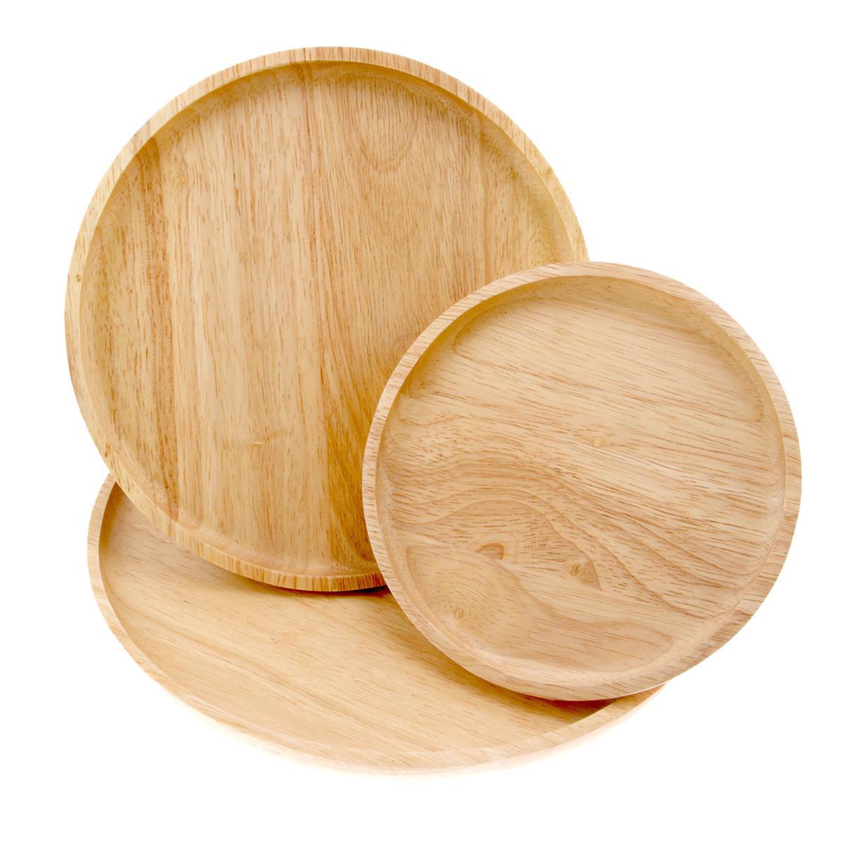 Rubber Tree Wood Tray Circle MD