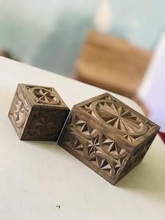 Carved Square Box - 4 in x 4 in