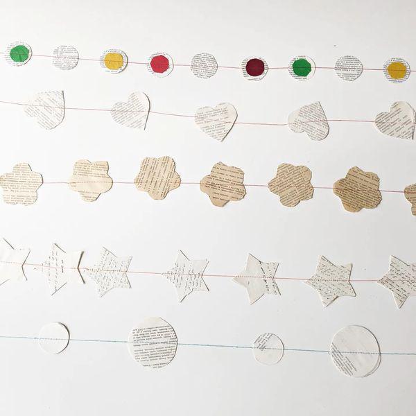 Book Page Paper Heart Garland