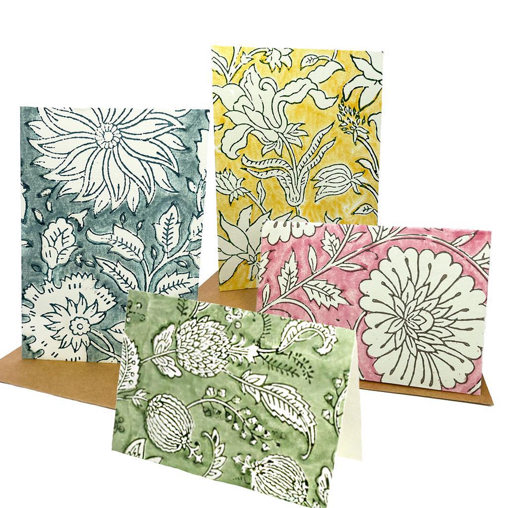 Block Print Floral Card Set