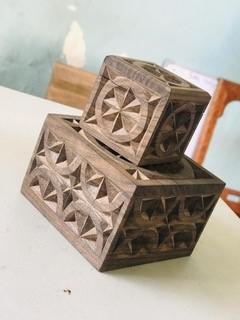 Carved Square Box - 4 in x 4 in