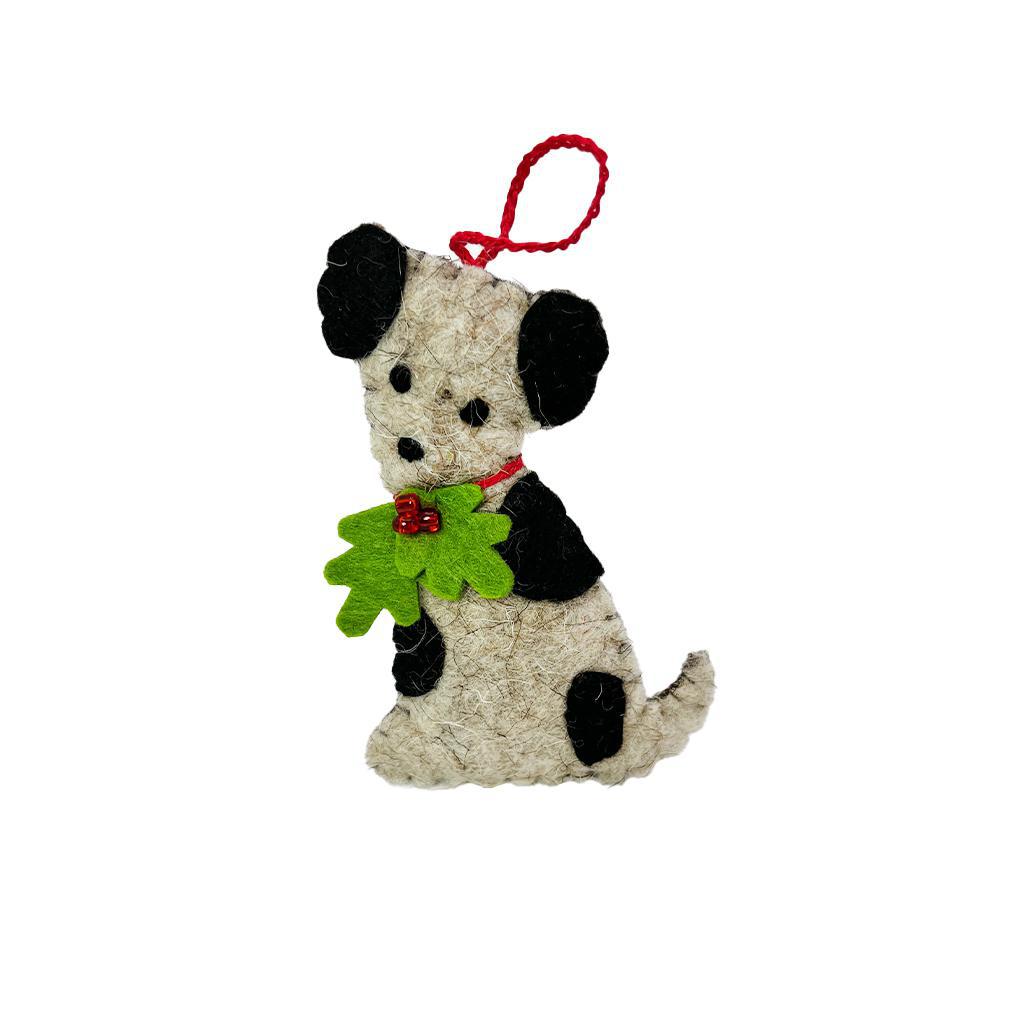 Dog with Mistletoe Felt Ornament