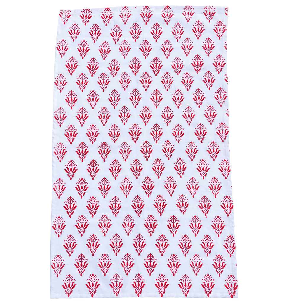 Red Lotus Tea Towel