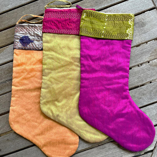 Kantha Cuff Christmas Stocking