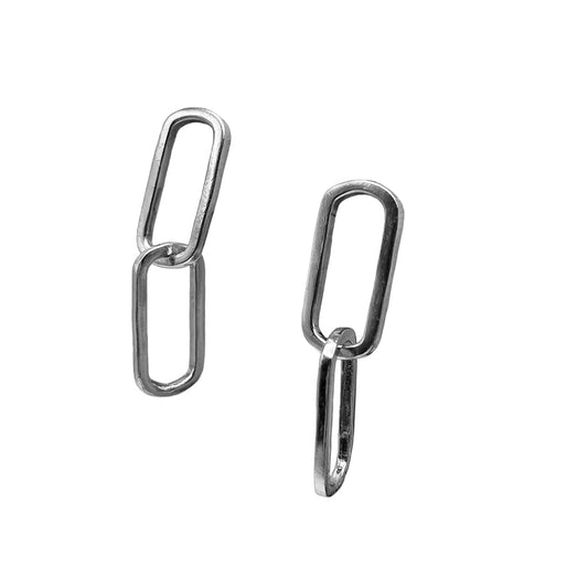 Silver Large Link Earrings