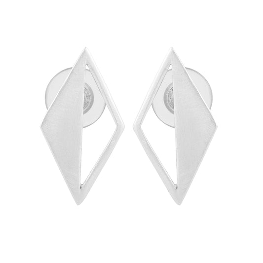 Silver Plated Mirrored Triangle Earrings