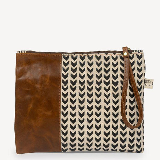 Leher Canvas & Leather Clutch