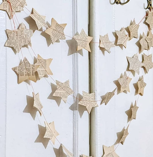 Book Page Paper Star Garland