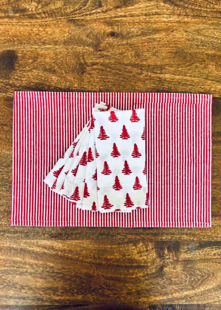 Block Print Christmas Napkin