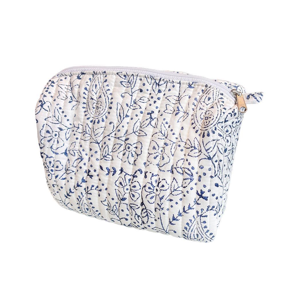 Quilted Block Print Toiletry Bag
