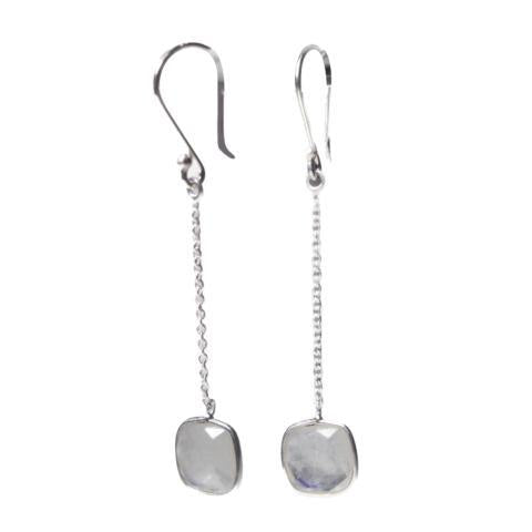 Long Drops Moonstone Earrings