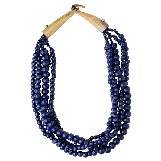 Shakti Beaded Necklace in Navy