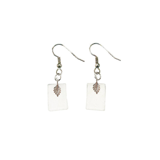 Frosted Silver Leaf Earrings