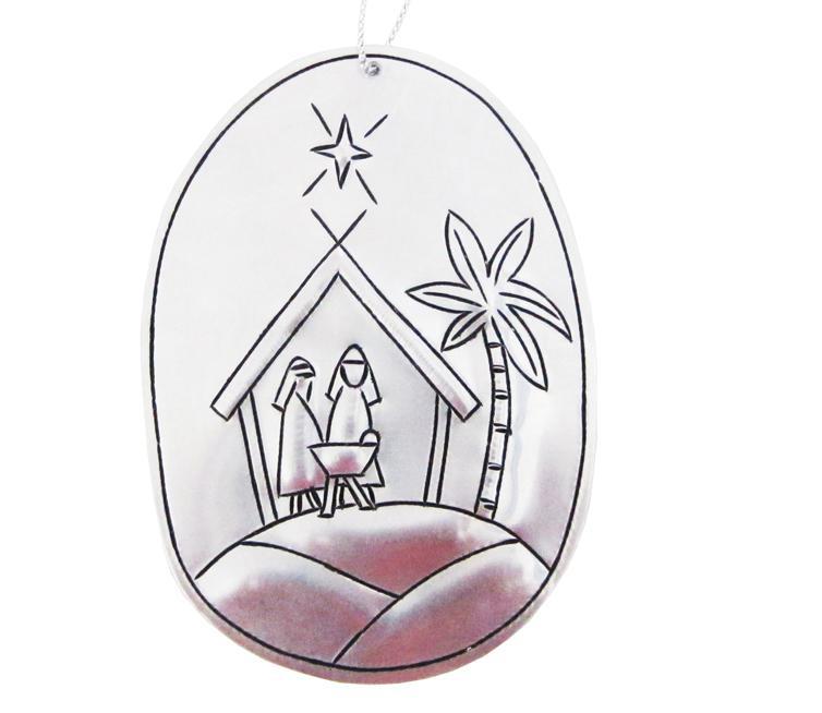 Tin Nativity Ornament