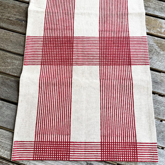 Red Block Print Table Runner