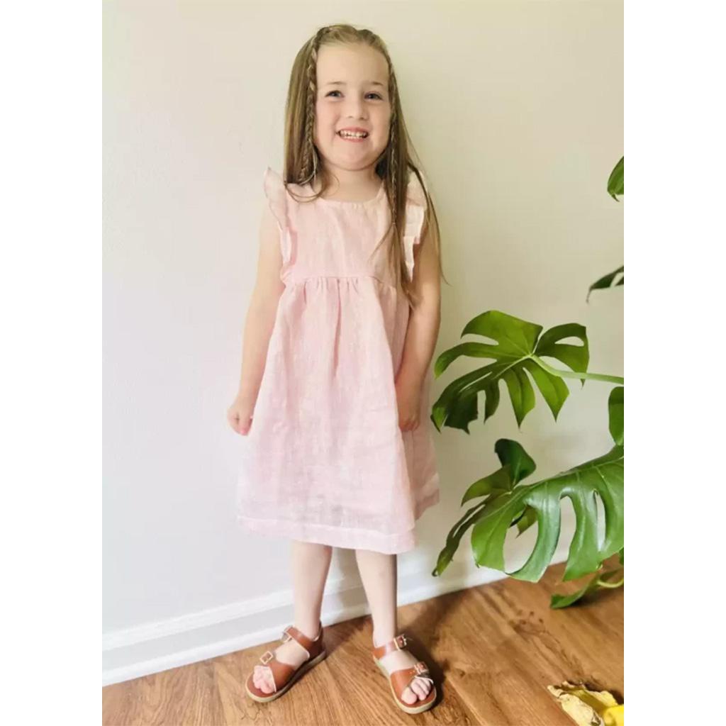 Girl's Linen Ruffle Dress