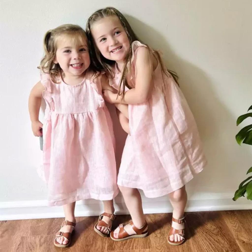 Girl's Linen Ruffle Dress