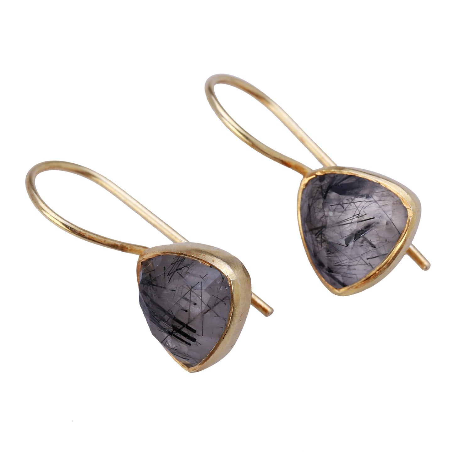 Black Rutile Gold Earrings