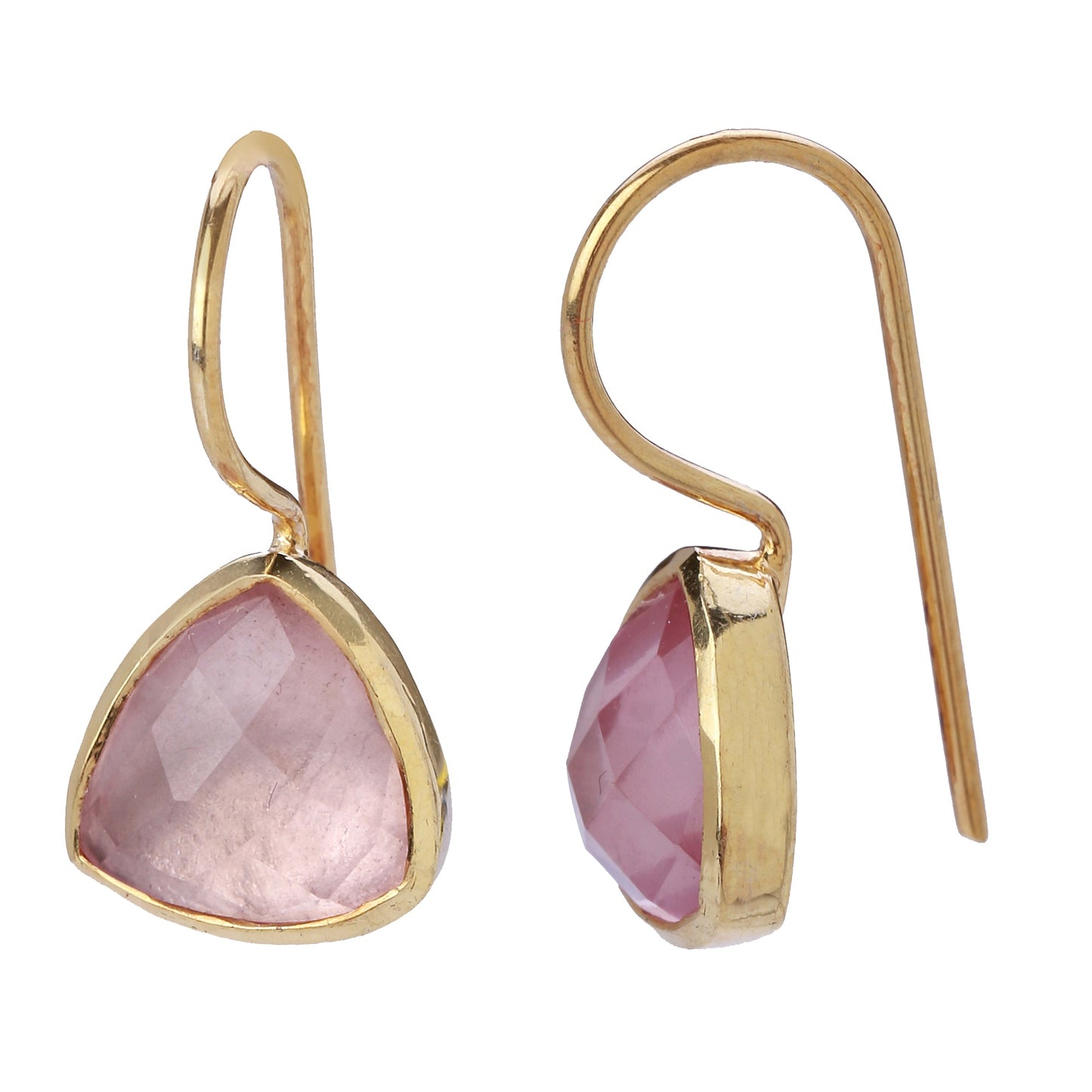 Rose Quartz Gold Earrings