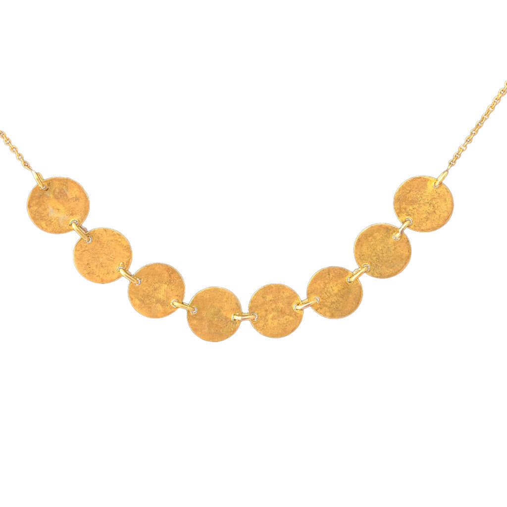 Raw Brass Mini Disc Necklace