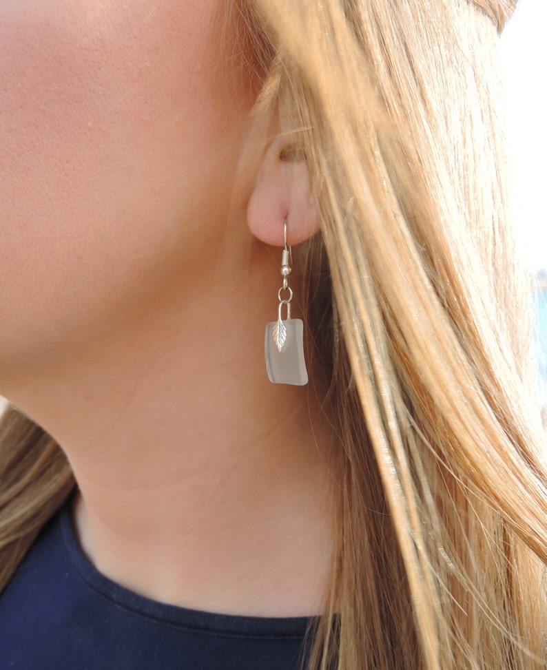 Frosted Silver Leaf Earrings