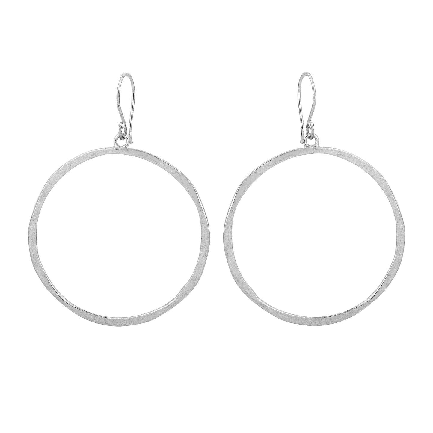 Hammered Silver Circle Earrings