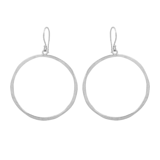 Hammered Silver Circle Earrings