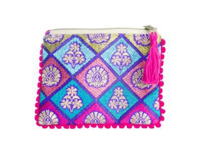 Embroidered Pouch - Pink Trim