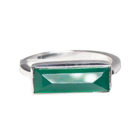 Green Onyx Silver Bar Ring