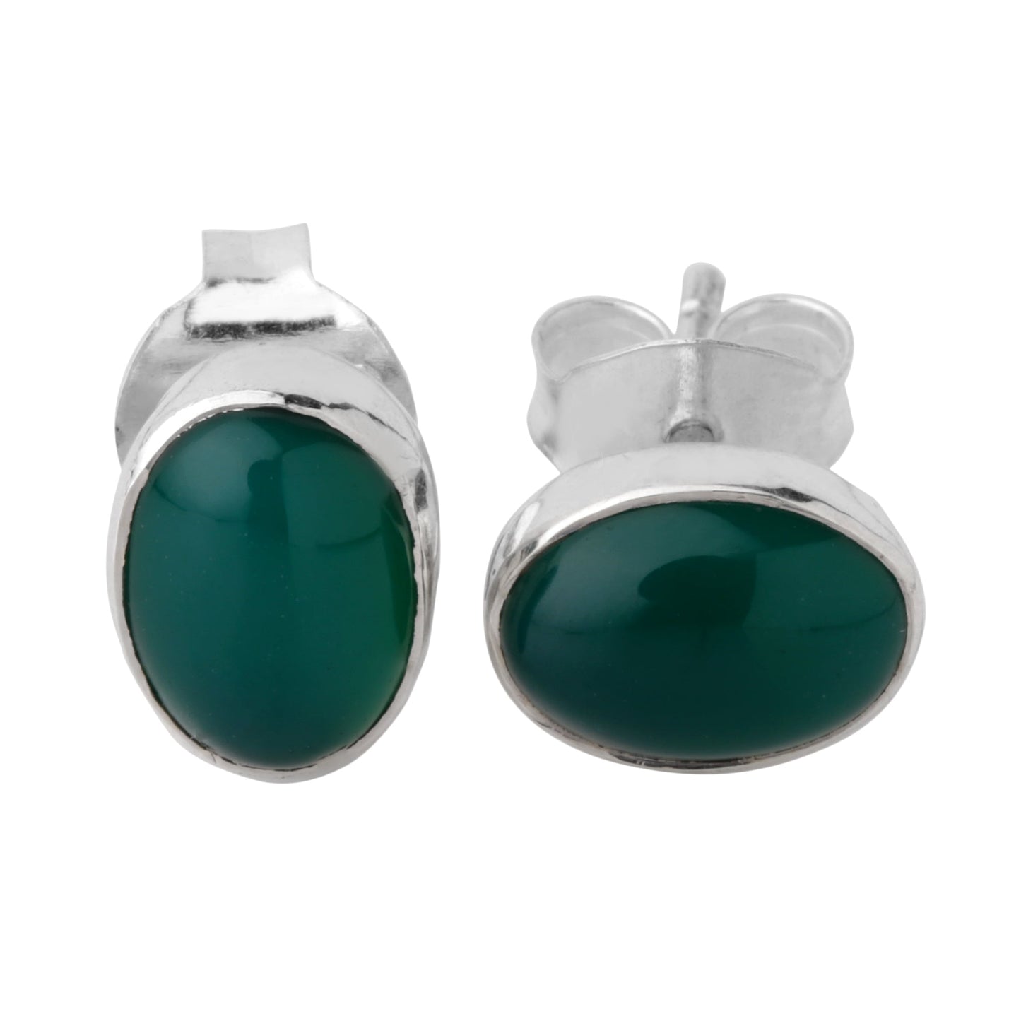 Green Onyx Oval Earrings