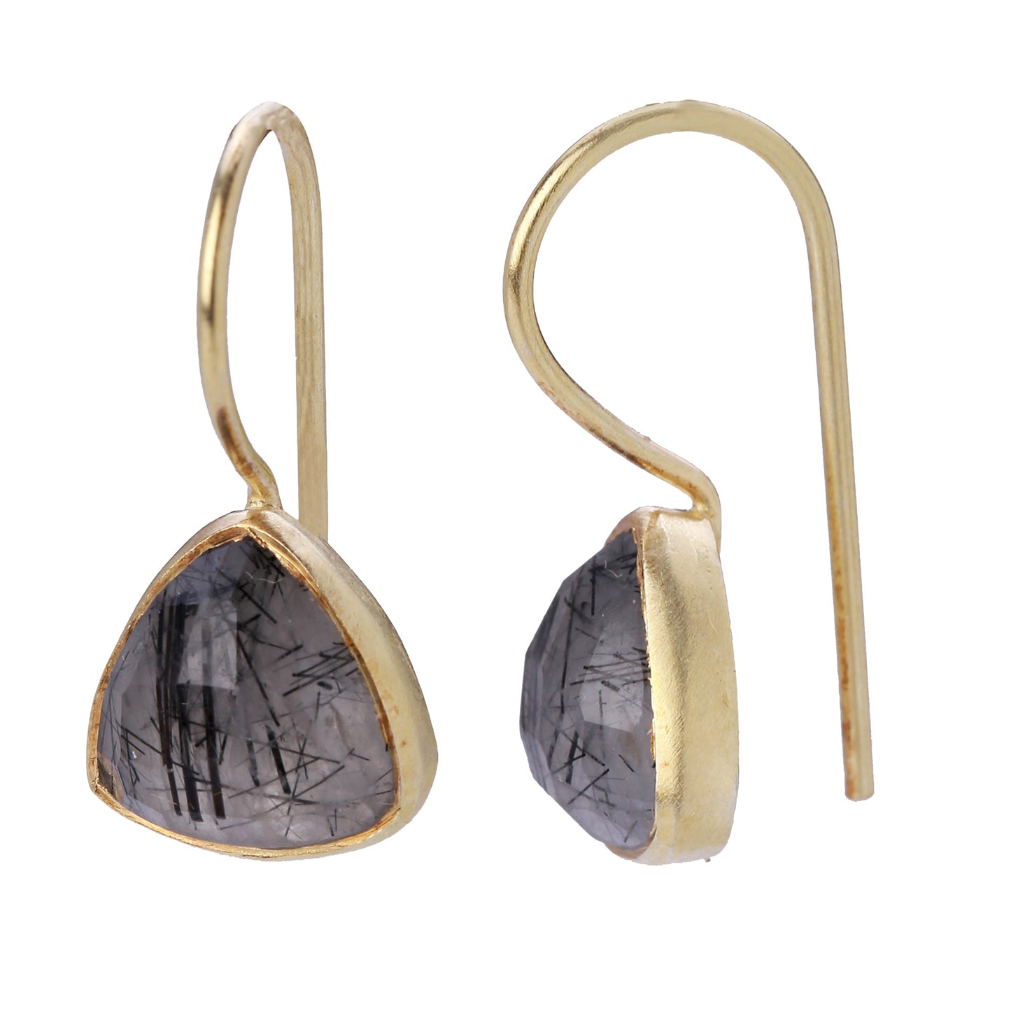 Black Rutile Gold Earrings