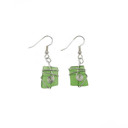 Green Wire Wrap Earrings