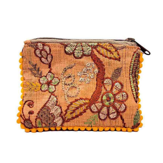 Peach Fringed Coin Pouch