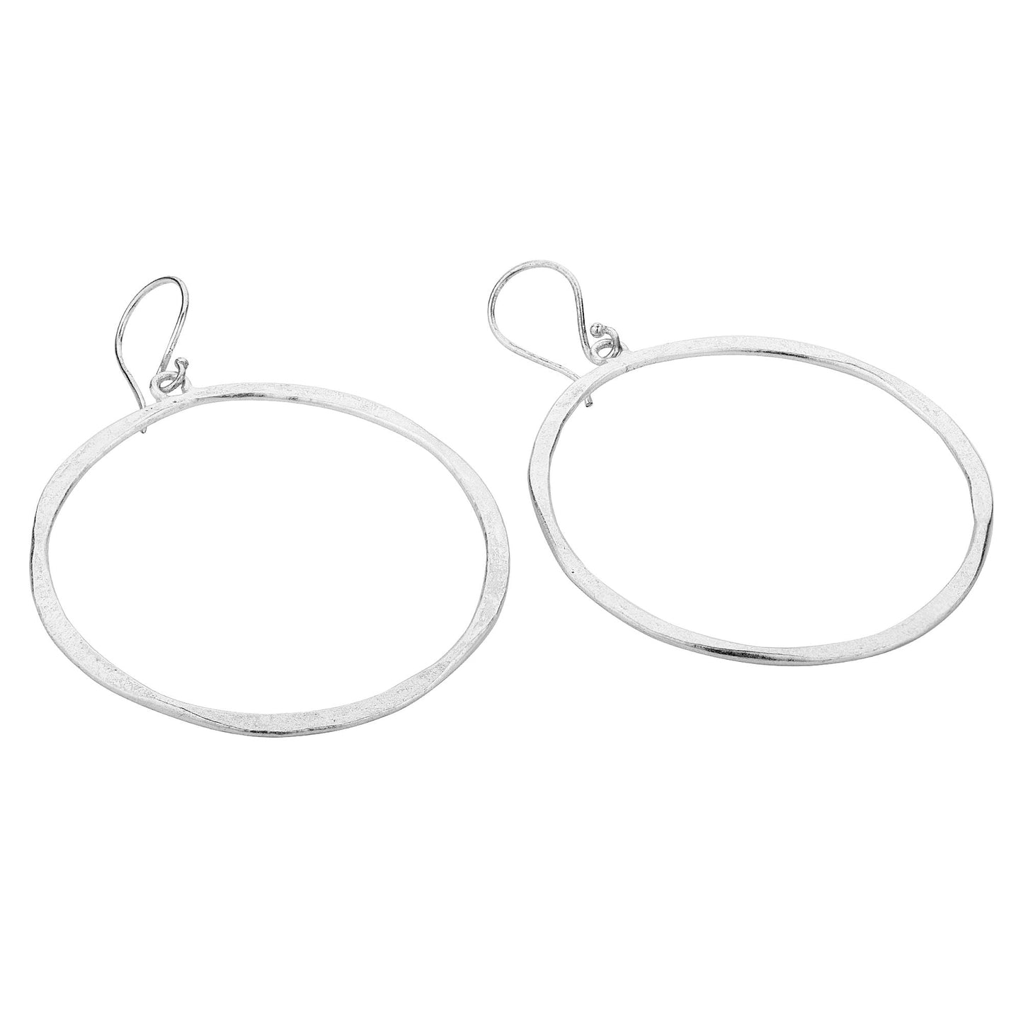 Hammered Silver Circle Earrings