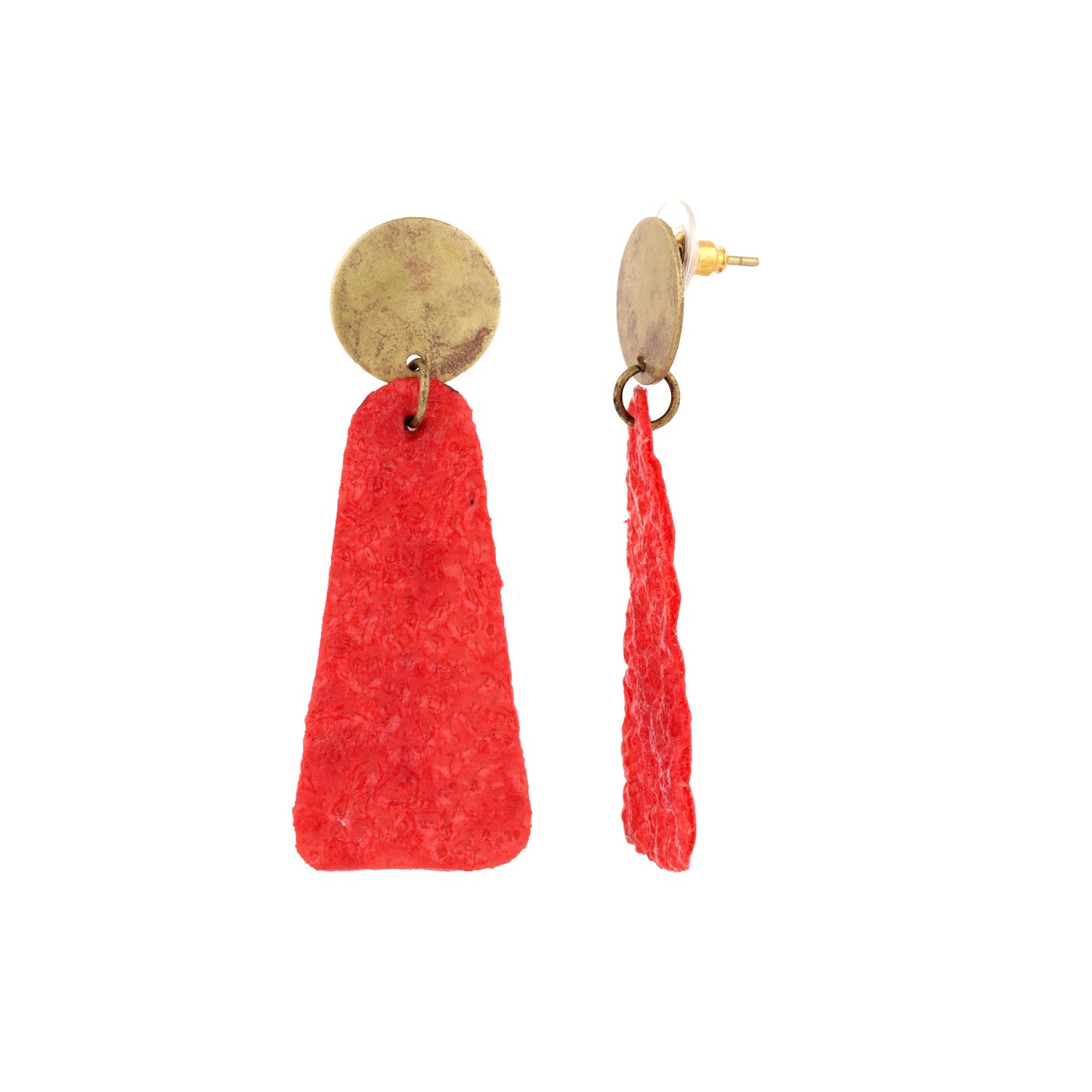 Ruby Red Crinkle Earrings