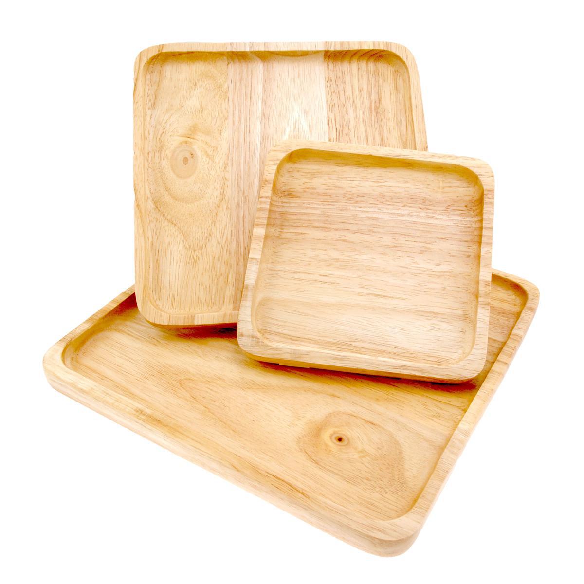 Rubber Tree Wood Tray 8"x8"