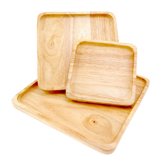 Rubber Tree Wood Tray 8"x8"