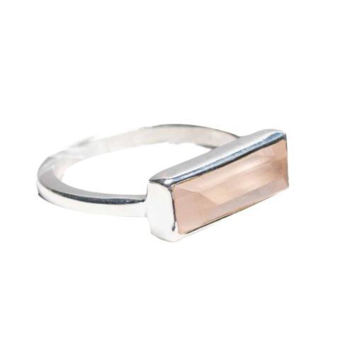 Rose Quartz Silver Bar Ring