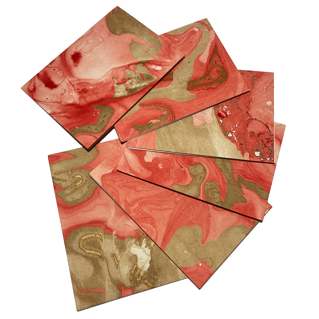 Red Marbled Card Set