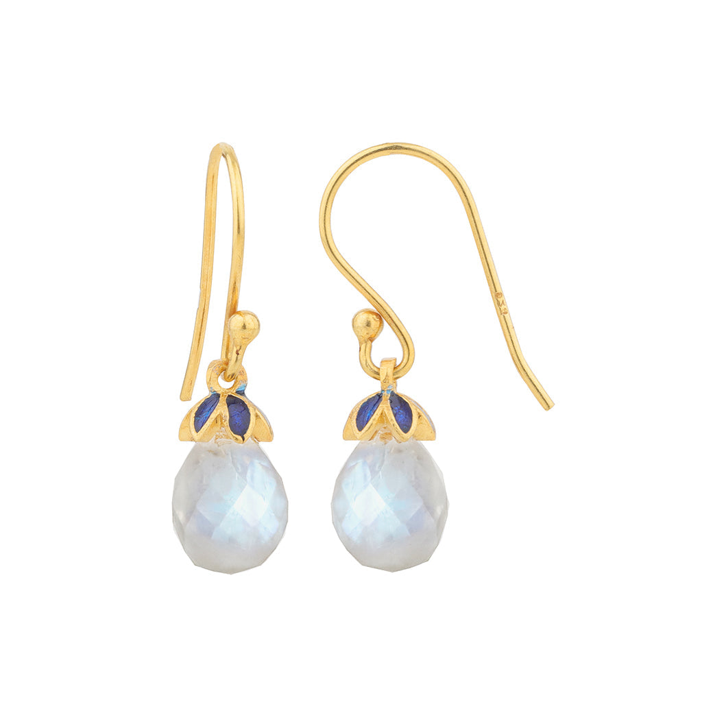 Moonstone & Enamel Earrings