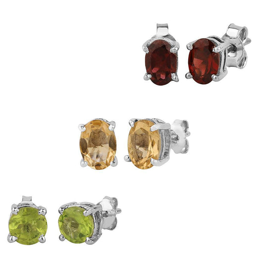 Silver Gemstone Earrings